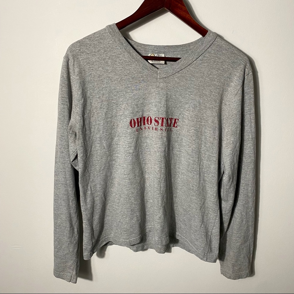 Vintage Ohio State University V Neck Long Sleeve Shirt Size X-Large
